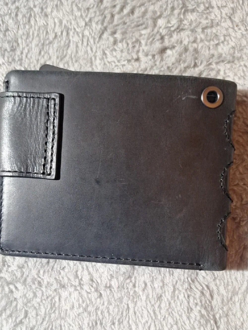 NWT Harley-Davidson Black Leather Bi-Fold Card Holder with Snap Strap
